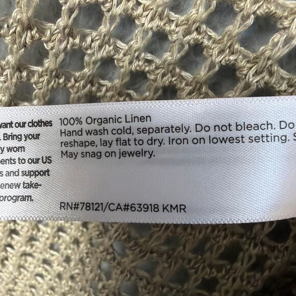 Eileen Fisher Organic Linen Délavé Long Cardigan Crochet Stitch Size L/XL NWT - Picture 7 of 9